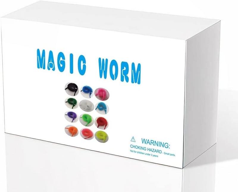 60 count Magic Twisty Worm Wiggly Fuzzy Worms on a String Toys for Party Supplies,12 Colors