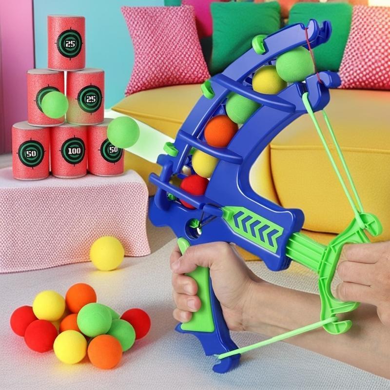 Outdoor Bow And Arrow Toy, 1 Set Including 1 Bow and Arrow & 5 Random Color EVA Ball & 6 Target, Outdoor Shooting Toy