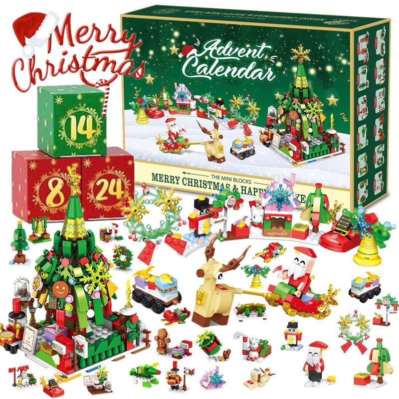 Advent Calendar 2024 Christmas Building Blocks Toys for Kids Girls Boys Adult, 24 Days Christmas Countdown Calendar Surprise Xmas Gift Box, Christmas Party Favors