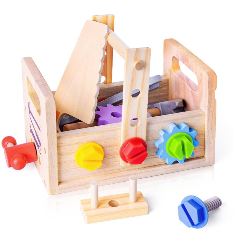 Wooden Tool Box Toy, Simulated Construction Worker Toy, Pretend Play Toy for Kids, Parent-child Interactive Game Props