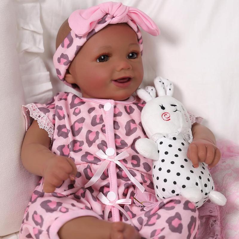 BABESIDE Reborn Baby Dolls Black Girl, 17 Inch Realistic Newborn Real Life Poseable Lifelike Doll for Girls Soft Vinyl and Cloth Body with Feeding Kit Gift Box for Kids Age 3+