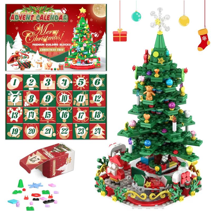 Advent Calendar 2024 Christmas Building Blocks Toys for Kids Girls Boys Adult, 24 Days Christmas Countdown Calendar Surprise Xmas Gift Box, Christmas Party Favors