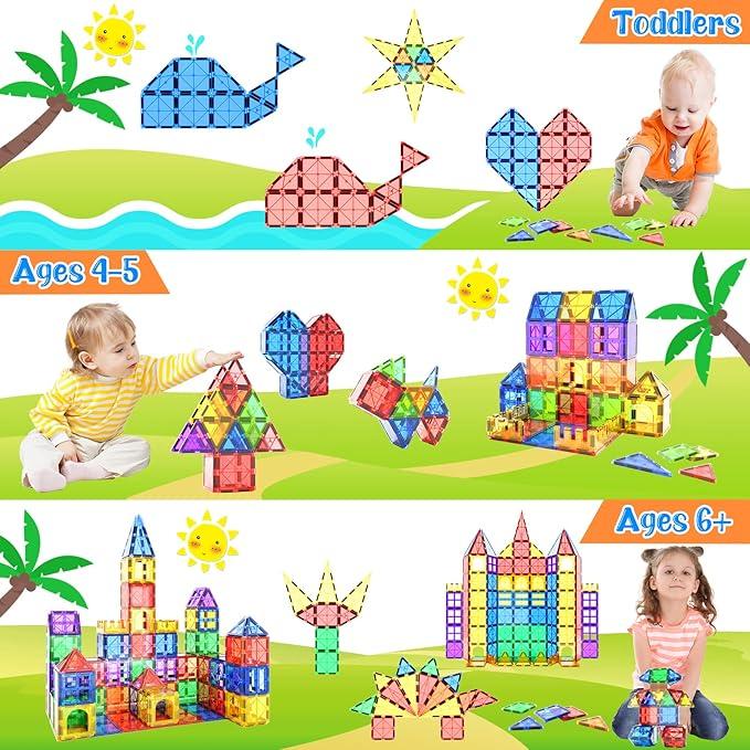 103 PCS Magnetic Building Tiles, Magnetic Tiles Kids Toys for Toddler Magnetic Blocks Building Toys Preschool Learning Sensory Montessori Toys for 3+ Year Old Boys and Girls, Safe Creativity Toddler Kid Toys Magnetic Building House Building,Christmas Gift