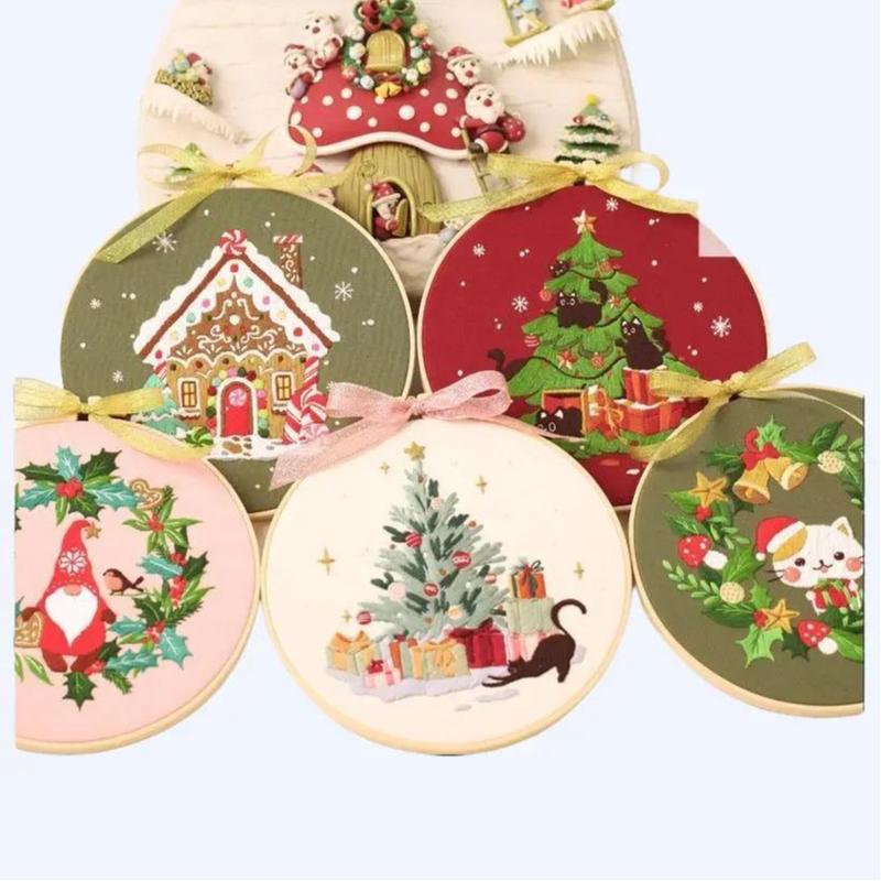 Christmas Embroidery Kit, Adult DIY Cross Stitch Kit, Embroidery Kit for Beginners, Adult Christmas Embroidery Beginners