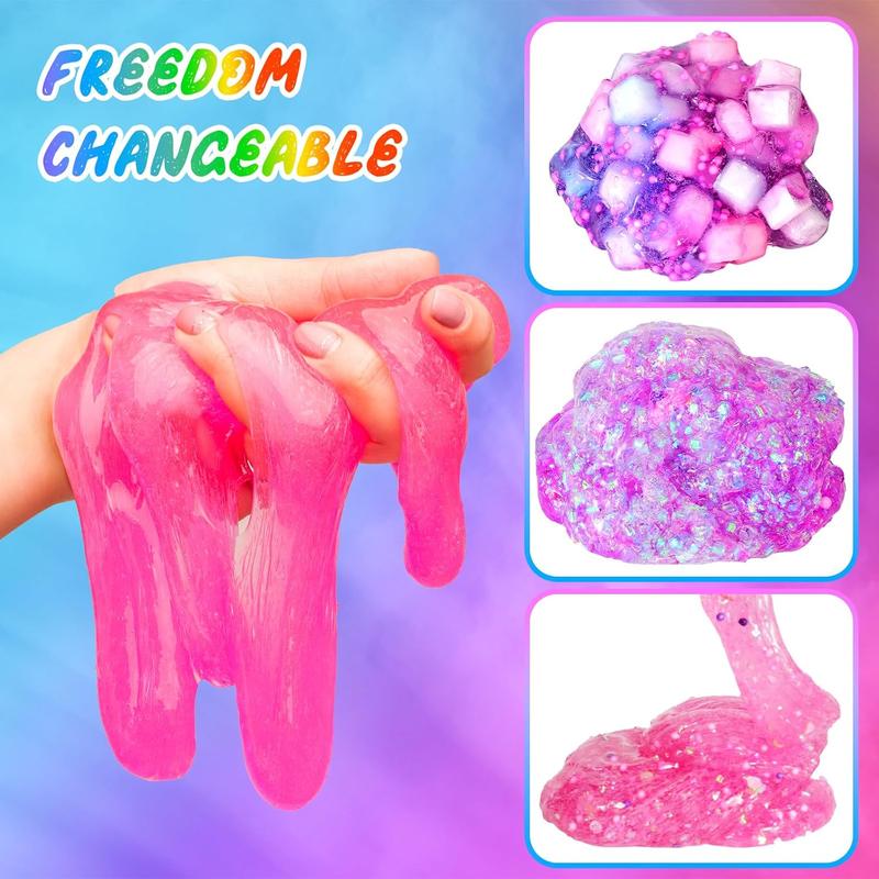 Slime Kit Confetti Slime, Glimmer Crunchy Slime, Foam Slime, Jelly Cubes Slime, Stress Relief Toys, Party Favors for Kids