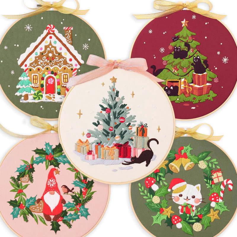 Christmas Embroidery Kit, Adult DIY Cross Stitch Kit, Embroidery Kit for Beginners, Adult Christmas Embroidery Beginners