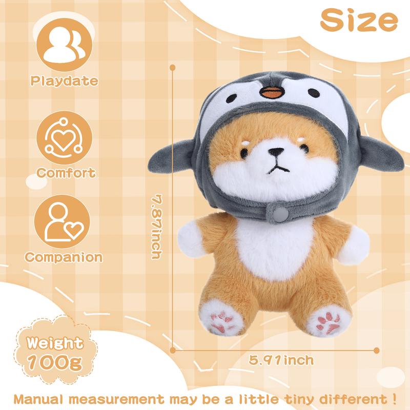 7.8inch Cute Dog Plushie with Penguin Stuffed Animal Hat - Soft Penguin Dog Plush Toy Stuffed Animal Doll