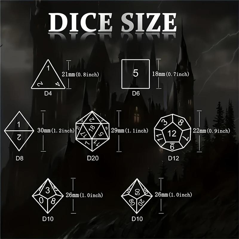 Polyhedral Dice Set, 7 Counts set Colorful Resin Dice, Polyhedral Dice for D&D Fantasy Games, Ideal Gift for Game Players