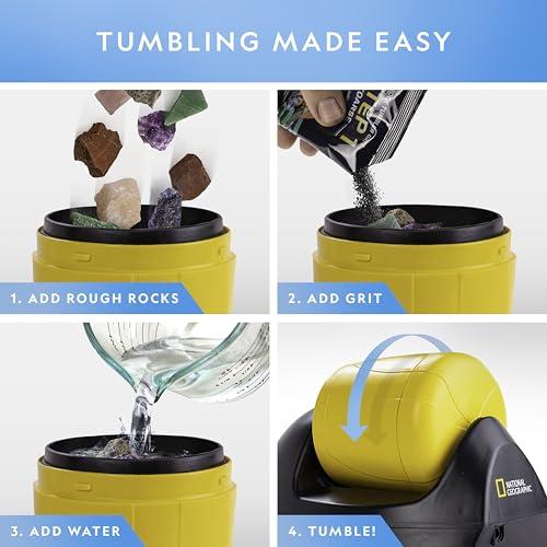 NATIONAL GEOGRAPHIC Starter Rock Tumbler Kit - Durable Leak-Proof Rock Polisher for Kids - Complete Rock Tumbling Kit