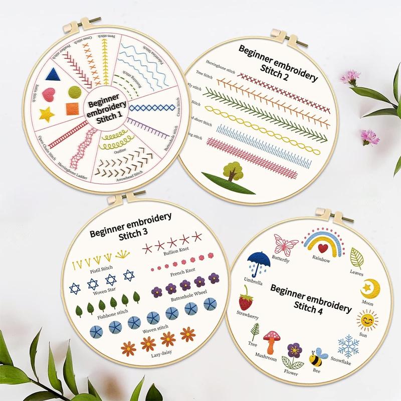 Embroidery Kit for Beginner, 1 Set DIY Embroidery Initiation Kit, Embroidery Suture Practice Kit for Adults, Gifts for Girlfriend, Summer for Gift