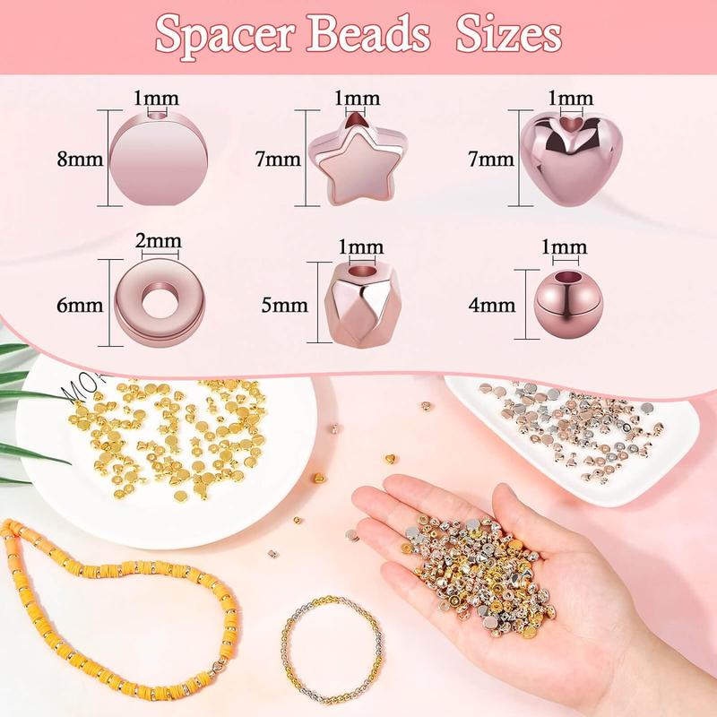 2160 Pieces Spacer Beads Set, Assorted Round Star  Beads for Bracelet Jewelry Making