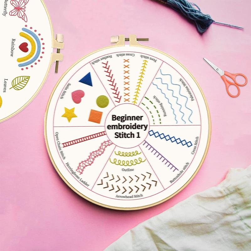 Embroidery Kit for Beginner, 1 Set DIY Embroidery Initiation Kit, Embroidery Suture Practice Kit for Adults, Gifts for Girlfriend, Summer for Gift