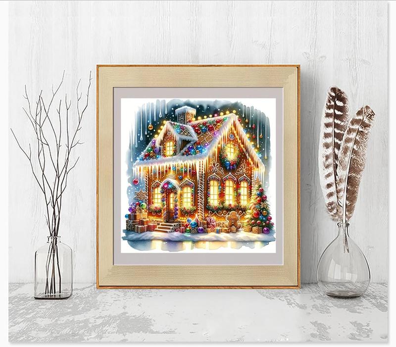 5D Winter Christmas Diamond Painting Kits for Adults Beginners,Winter Christmas Colorful House Diamond Art Kit,DIY Full Round Drill Diamond Dot Gem Art Kits for Adults,Home Wall Decor 13.78x13.78 Inch