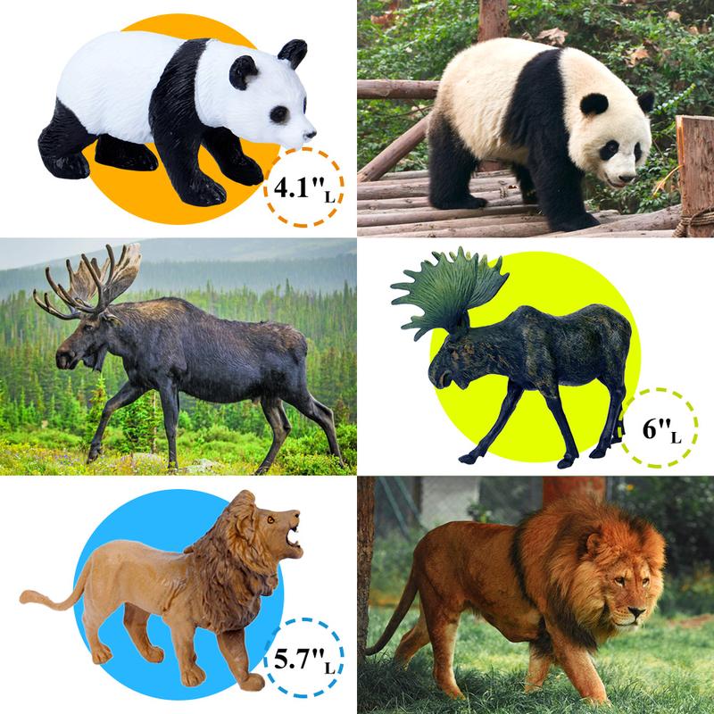 Safari Animal Toys Figures, 12 PCS Realistic Jumbo Wild Jungle Animals Figurines, Large African Zoo Animal Playset with Lion,Elephant,Giraffe, Plastic Animal Learning Toys for Kids Toddlers Boys