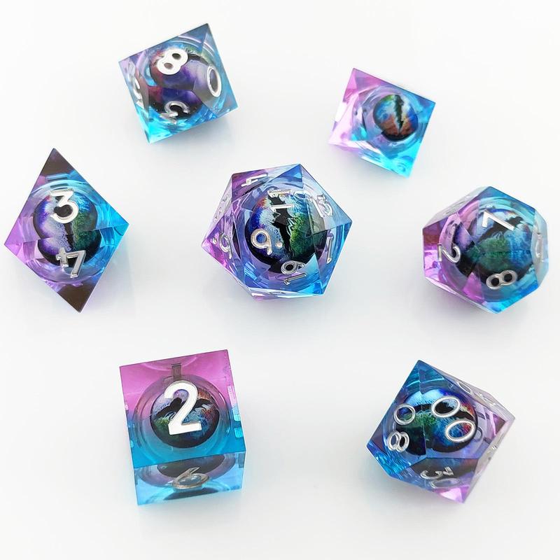 Dice Set, 7 Counts set Multicolor Sand Dice, Polyhedral Dice for D&D and Fantasy Games, Ideal Gift for D&D Players and Fantasy Game Lovers