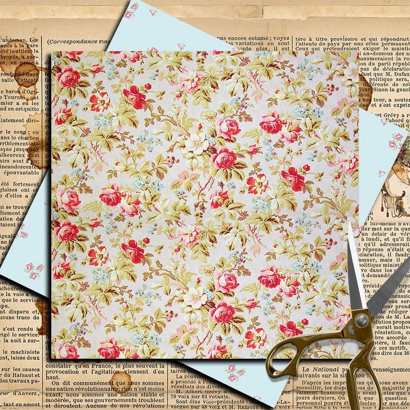 8 Sheets set Flower Pattern Design Cardstock, Square Mixed Pattern Decorative Paper, Exquisite Gifts Wrap for DIY Craft Scrapbooking