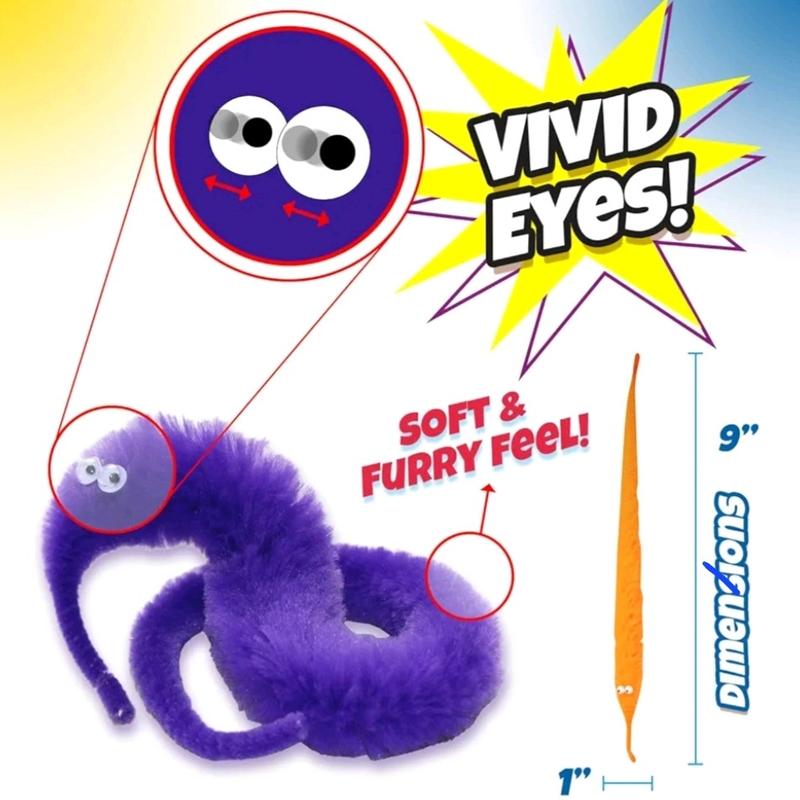 Gusanos peludos en cuerdas en una cuerda, gusanos mágicos Fidget Toy Wiggly Worm on String Twisty Fuzzy Worm Toys para niños Recuerdos de fiesta