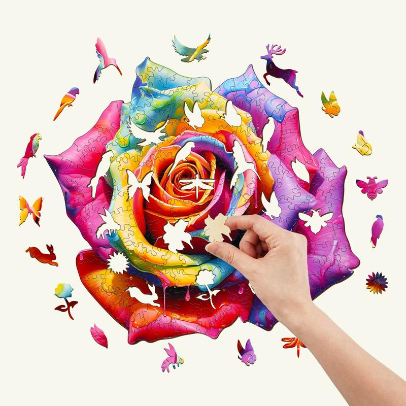 Colorful Rose Wooden Jigsaw Puzzle for Kids and Adults