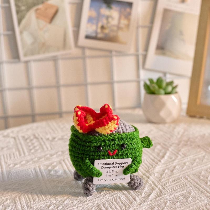 Fire Extinguisher Design Crochet Doll, 1 7 Counts Cute Crochet Ornament, Creative Desktop Decoration for Home Office