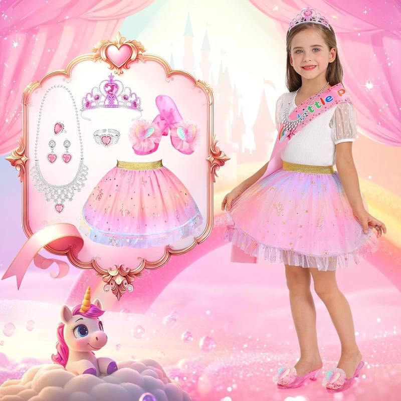 Christmas gift 19 Pcs Princess Dress Up Shoes Gift Set, Girls Role Play Dress Up Toys & Costumes Set, Toddler Pretend Jewelry Boutique Kit Gift for Little Girls Aged 3 4 5 6 Years Old