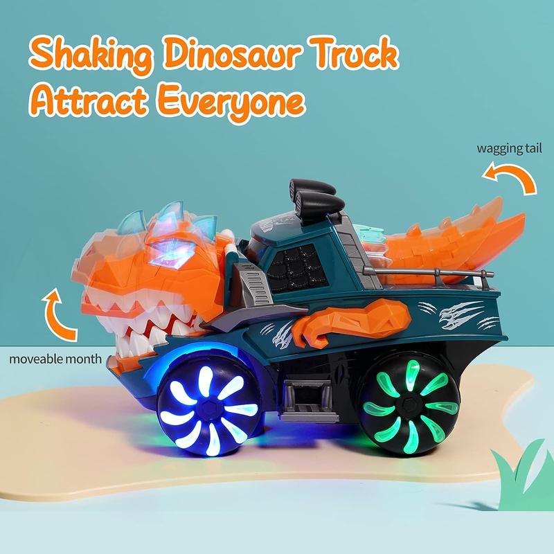 Super Cool Dinosaur Car Toy Monster Truck with Flashing Lights Music Roaring Sound,  Unique Dinosaur Car Toys Gift  for 3 4 5 6 Year Old Boys