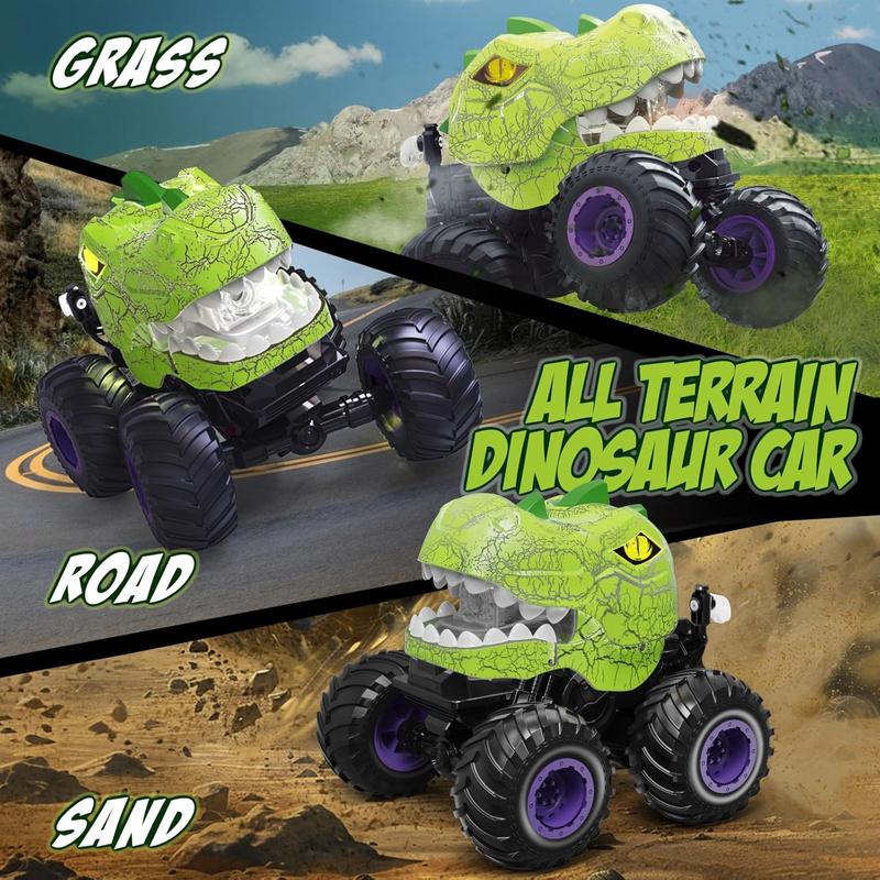 Dinosaur Remote Control Car, RC Monster Truck for Boys Girls with Light, Sound & Spray,for Toddlers Kids 5-12 All Terrain Indoor Outdoor, Christmas Birthday Gifts