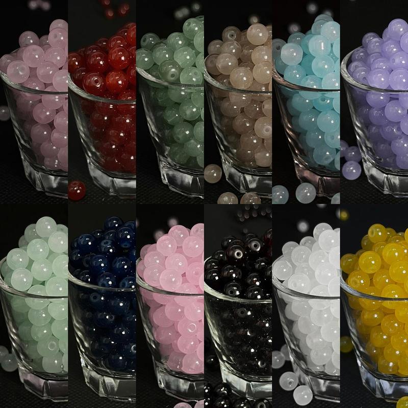 Round Solid Color 8mm Glass Bead, 60pcs DIY Jewelry Beads Making Supply, Beads for Bracelets Necklaces, DIY Accessories, Creative Craft Materials