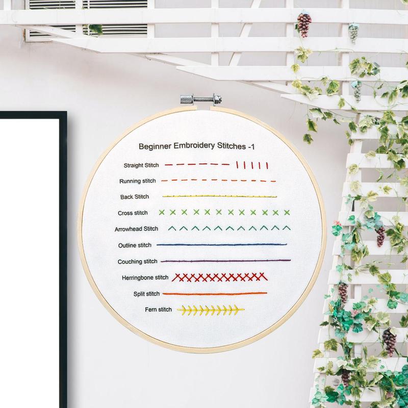 3D Needlework Stamped Embroidery Starter, 3 Counts Printed Fabrics & 1 Count Hoop & 1 Count Seam Ripper & 1 Count Threader & 9 Counts Needle Kit