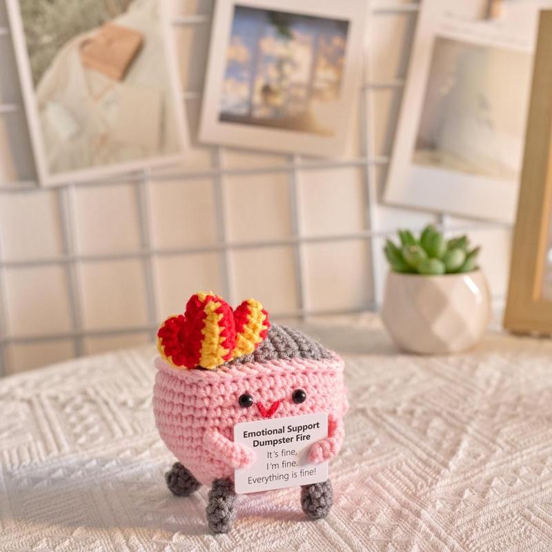 Fire Extinguisher Design Crochet Doll, 1 7 Counts Cute Crochet Ornament, Creative Desktop Decoration for Home Office