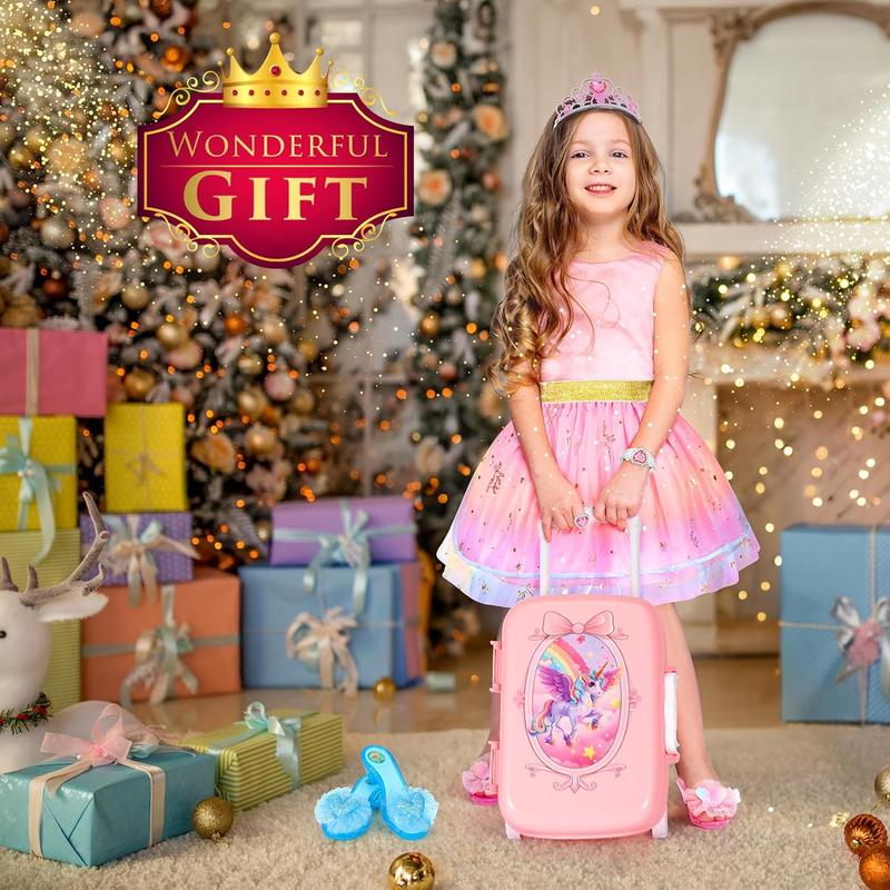 Christmas gift 19 Pcs Princess Dress Up Shoes Gift Set, Girls Role Play Dress Up Toys & Costumes Set, Toddler Pretend Jewelry Boutique Kit Gift for Little Girls Aged 3 4 5 6 Years Old