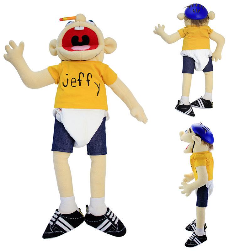 23'' Jeffy Puppet Plush Toy，Cartoon funny mouth puppet toy Jeff，Plush toys are suitable for children of all ages