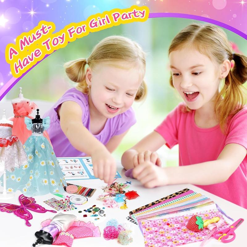 YEETIN Fashion Designer Kits for Girls Ages 6+, 600+Pcs Kids Sewing Kits, Arts & Crafts Set, Doll Clothes Making, Learn to Sew Gifts for Birthday