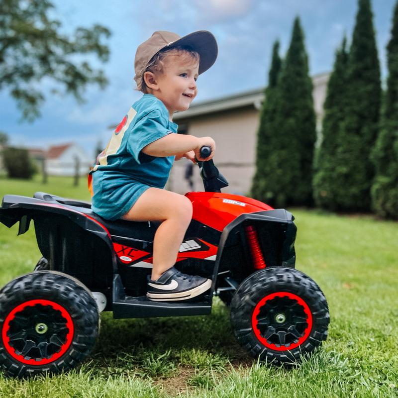 Aosom 12V Kids ATV Quad Car with Forward & Backward Function, Four Wheeler for Kids with Wear-Resistant Wheels, Music, Electric Ride-on ATV for Toddlers Ages 3+ Years Old