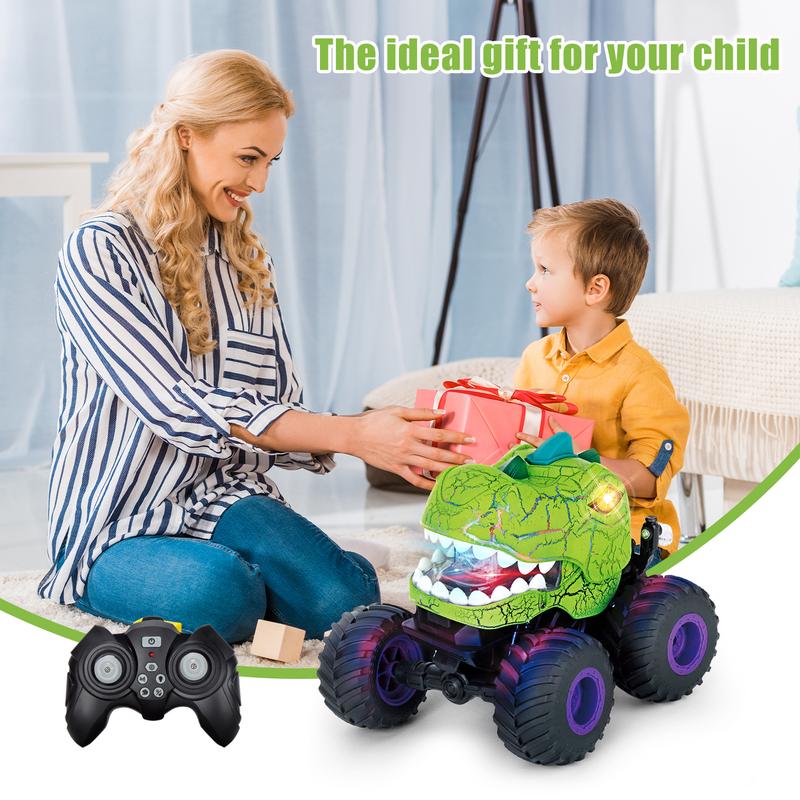 Dinosaur Remote Control Car, RC Monster Truck for Boys Girls with Light, Sound & Spray,for Toddlers Kids 5-12 All Terrain Indoor Outdoor, Christmas Birthday Gifts