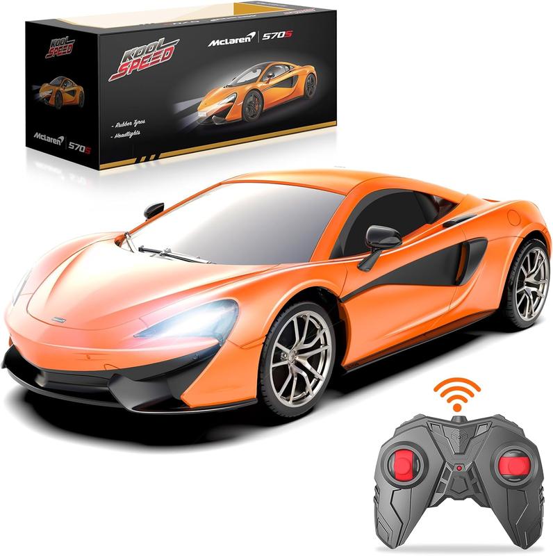 McLaren 570S Remote Control Car, 2.4Ghz RC Car Official Licensed 1 24 Scale Racing Hobby Toy Car, RC Car Gifts for Age 3 4 5 6 7 8 9 Year Old Boys Girls, Orange