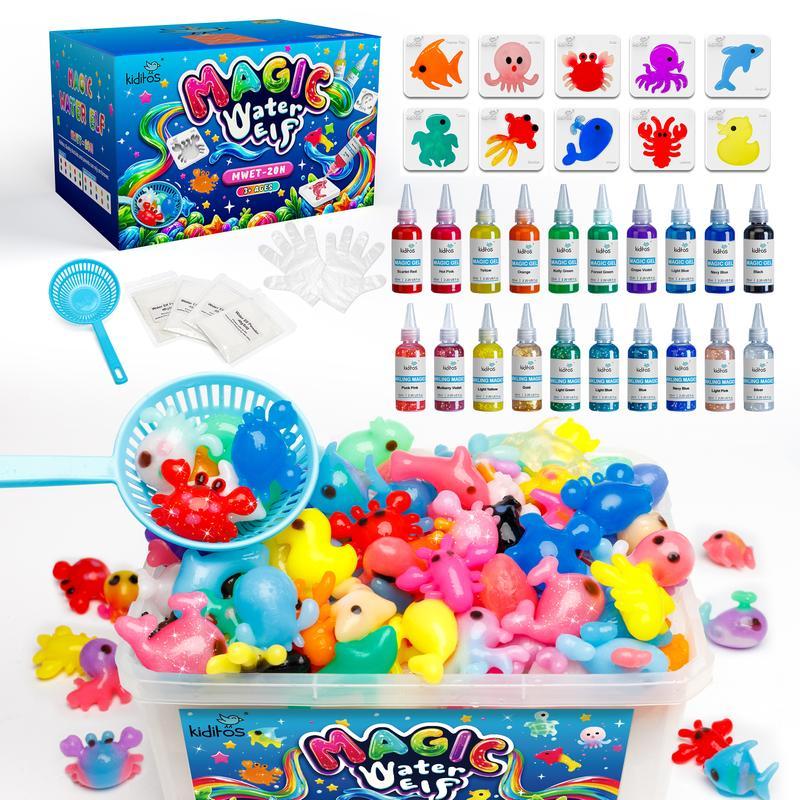 Kiditos Magic Water Elf Toy Kit with Magic Gels, Molds - Imaginative Play, Christmas Gifts, Birthday Gifts, Party Favors, and Family-Friendly DIY STEM Projects