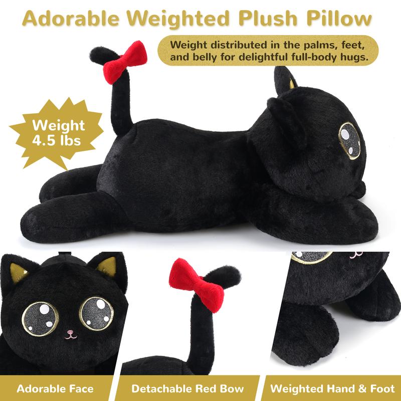 meowtastic Black Cat Weighted Stuffed Animals - 22 Inch 4.5 Pounds Weighted Plush Stuffed Animal - Cute Plush Toys Gifts for Kids & Adults  relief anxiety weighted  stuffed weighted  toy childhood  stuffed stuffed animals kid baby Stitch Anxiety