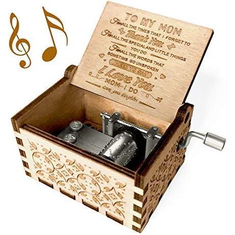 You are My Sunshine Music Box, Gift for Mom from Daughter, Wood Laser Engraved Vintage Mini Size Boxes, Unique Best Mother's Day, Birthday Christmas, Thanksgiving Day