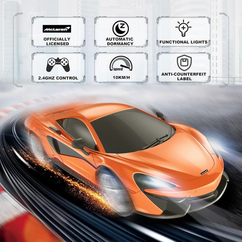 McLaren 570S Remote Control Car, 2.4Ghz RC Car Official Licensed 1 24 Scale Racing Hobby Toy Car, RC Car Gifts for Age 3 4 5 6 7 8 9 Year Old Boys Girls, Orange