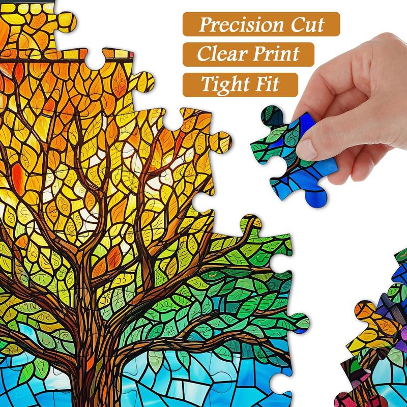 Stained Glass Puzzles for Adults 1000 count and up, Mosaic Tree of Life Puzzle Unique Rainbow Puzzles, Colorful Difficult Jigsaw Puzzles for Adults