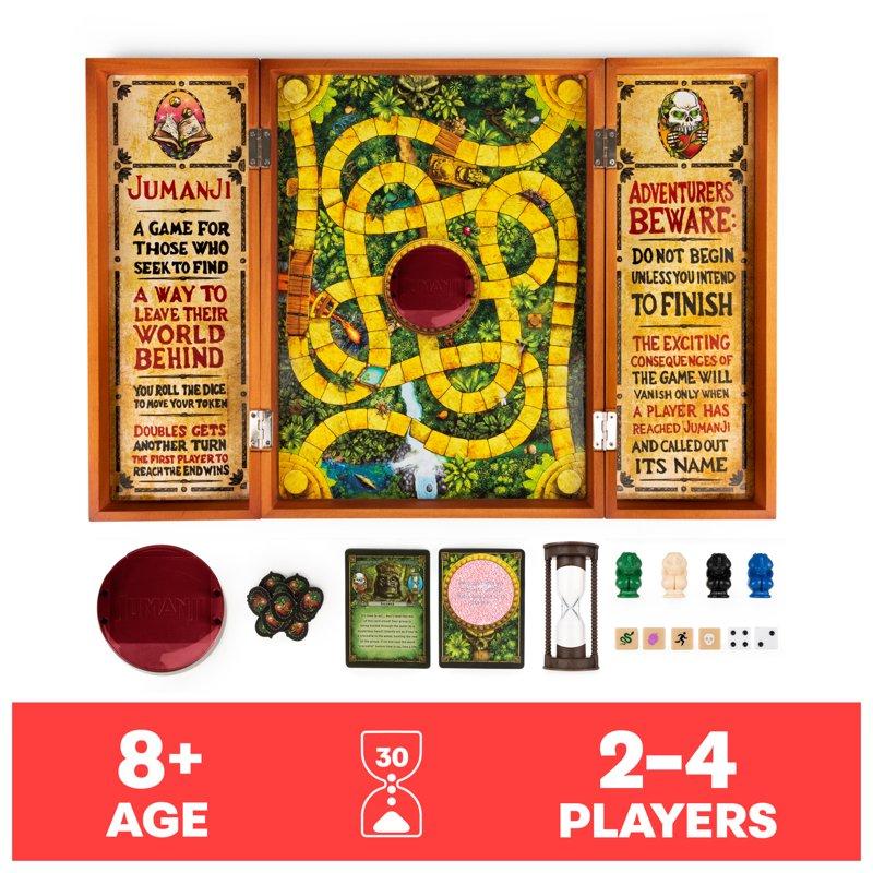 Jumanji The Game Real Wooden Box Edition for Kids and Families Ages 8 and up board game card game