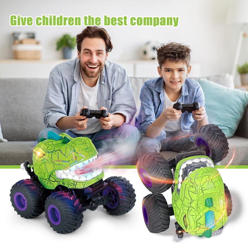 Dinosaur Remote Control Car, RC Monster Truck for Boys Girls with Light, Sound & Spray,for Toddlers Kids 5-12 All Terrain Indoor Outdoor, Christmas Birthday Gifts