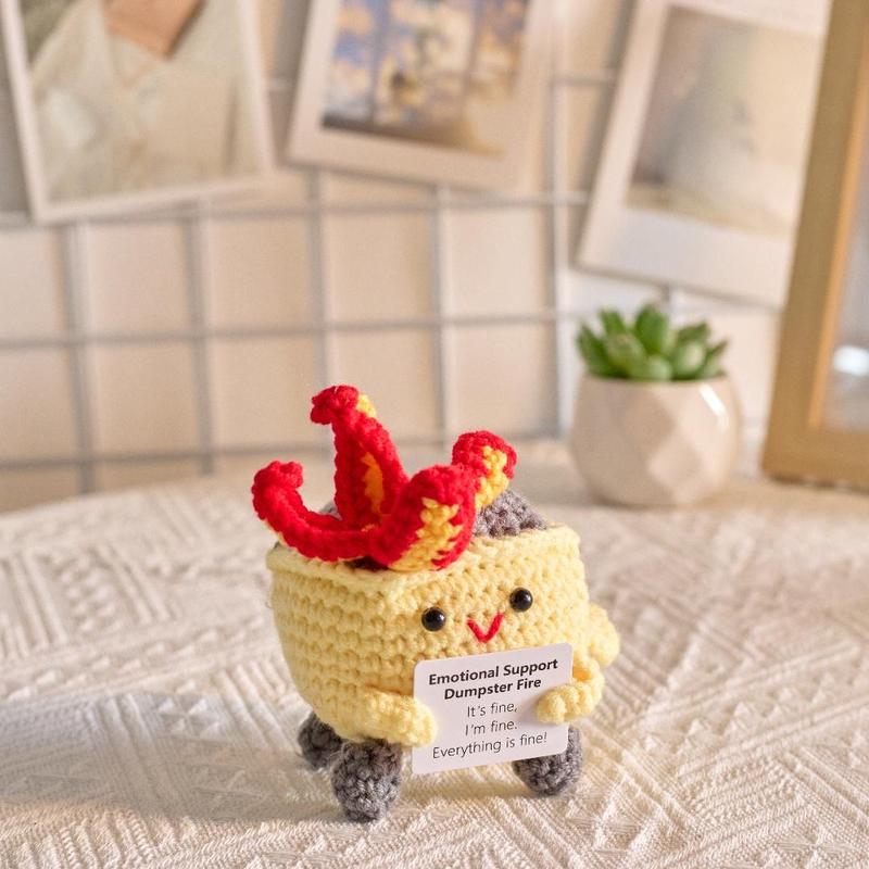 Fire Extinguisher Design Crochet Doll, 1 7 Counts Cute Crochet Ornament, Creative Desktop Decoration for Home Office