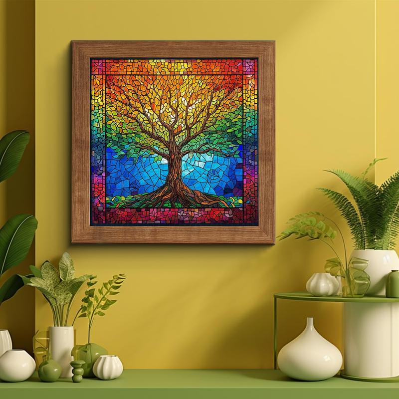 Stained Glass Puzzles for Adults 1000 count and up, Mosaic Tree of Life Puzzle Unique Rainbow Puzzles, Colorful Difficult Jigsaw Puzzles for Adults