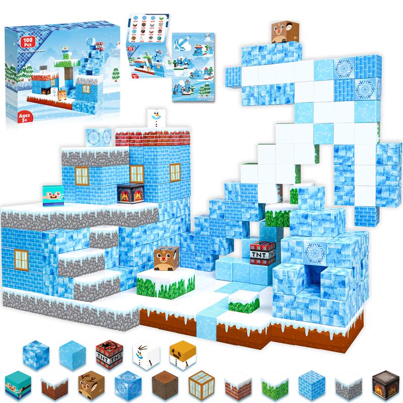 Magnetic Blocks - 100PCS Magnetic Blocks Build Frozen Castle Magnet World - Magnetic Toys for Montessori Toddler Christmas Birthday Gifts