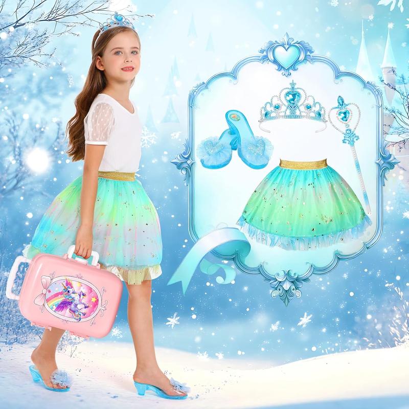 Christmas gift 19 Pcs Princess Dress Up Shoes Gift Set, Girls Role Play Dress Up Toys & Costumes Set, Toddler Pretend Jewelry Boutique Kit Gift for Little Girls Aged 3 4 5 6 Years Old