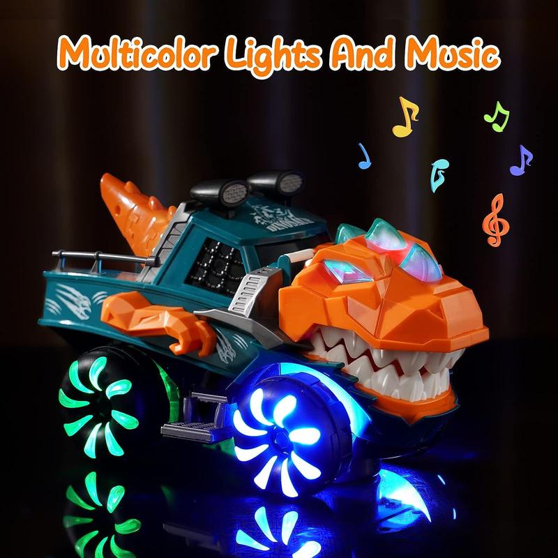 Super Cool Dinosaur Car Toy Monster Truck with Flashing Lights Music Roaring Sound,  Unique Dinosaur Car Toys Gift  for 3 4 5 6 Year Old Boys