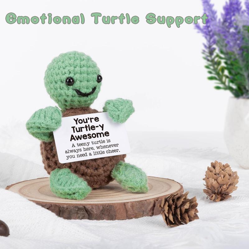 Mini Funny Positive Turtle Gifts, Small Handmade Crochet Animals Cute Stuff, Emotional Motivational Turtle Decor