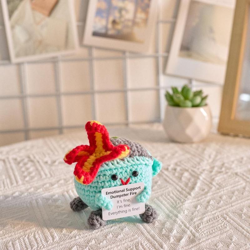 Fire Extinguisher Design Crochet Doll, 1 7 Counts Cute Crochet Ornament, Creative Desktop Decoration for Home Office