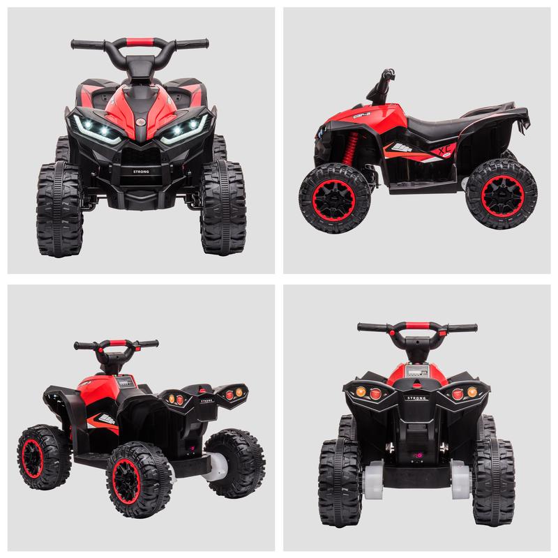 Aosom 12V Kids ATV Quad Car with Forward & Backward Function, Four Wheeler for Kids with Wear-Resistant Wheels, Music, Electric Ride-on ATV for Toddlers Ages 3+ Years Old